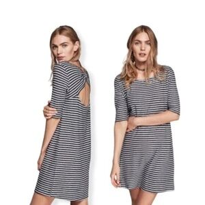 Free People We the Free Black White Striped Frenchie T-Shirt Dress Preppy - Sz S
